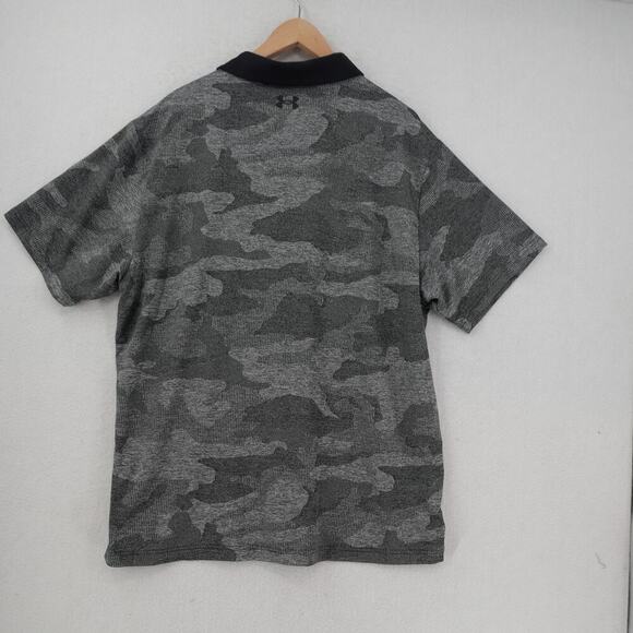 Under Armour Men's 2Xl  UA Playoff Camo Jacquard Polo Shirt Black Gray - Picture 9 of 10